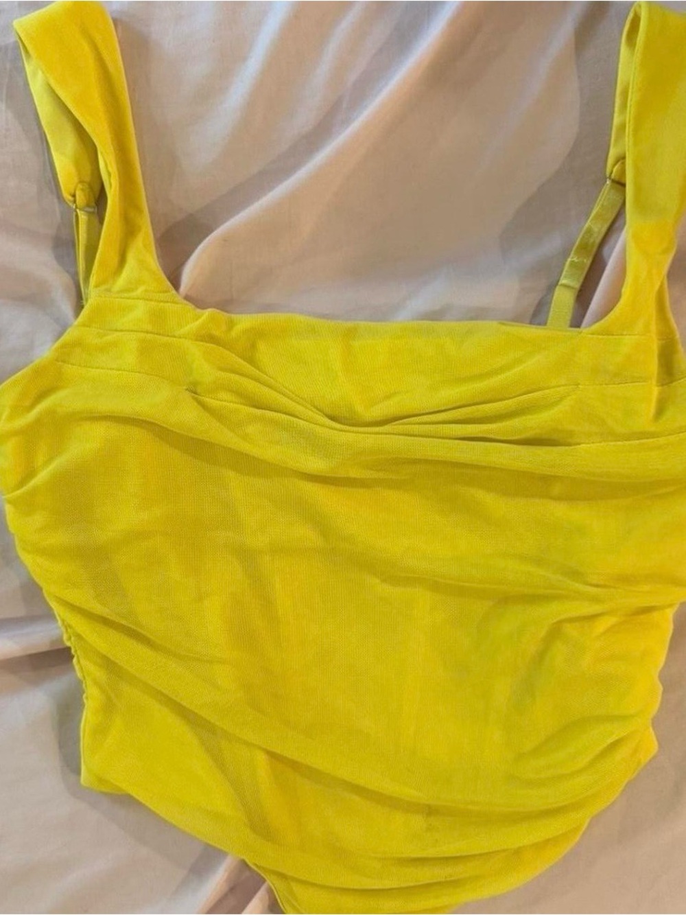 Forever 21 Bright Yellow Ruched Square-Neck Camisole